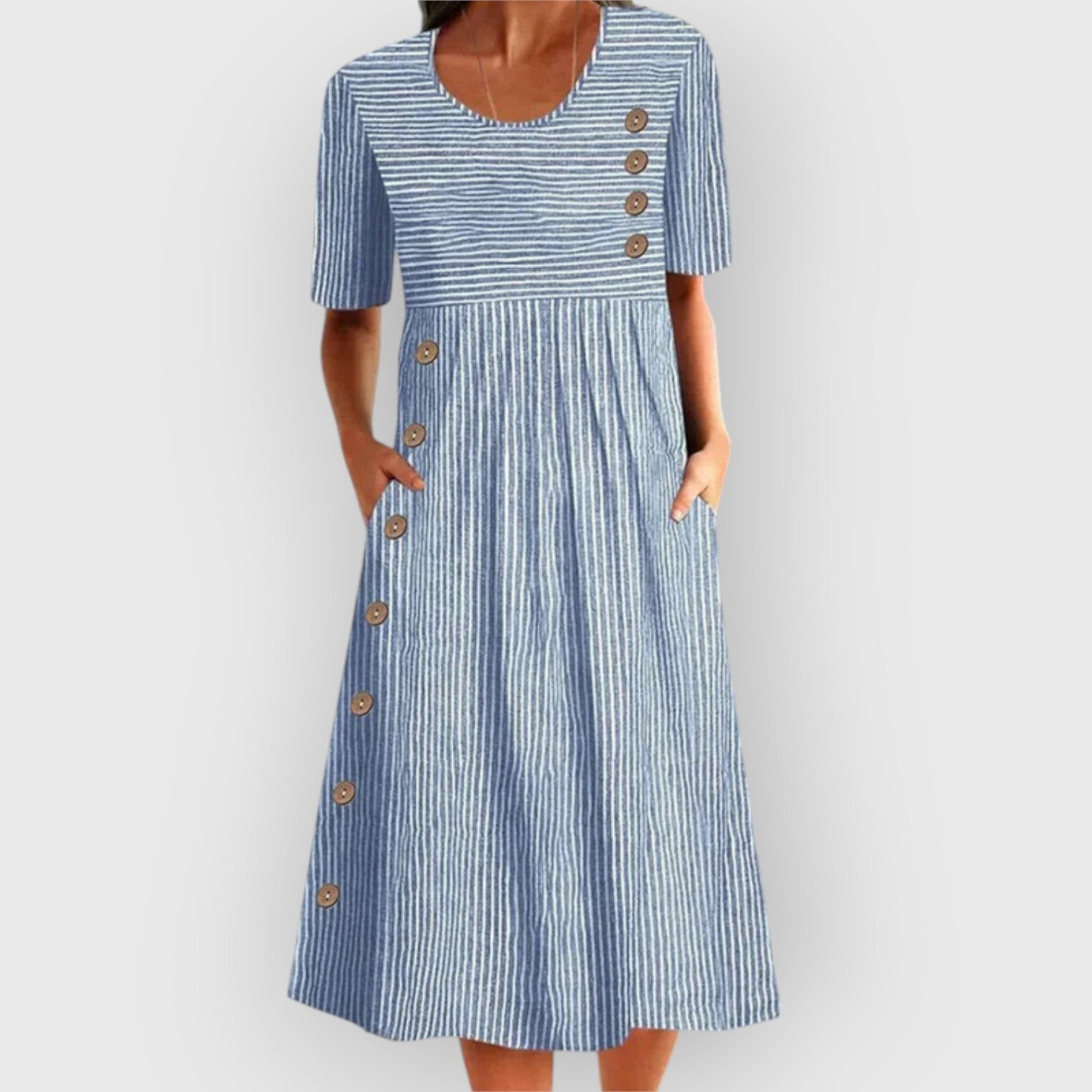 Viverno™ |   Abito midi a righe in cotone